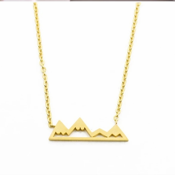'Gold' Plated Mountain Pendant Necklace - Picture 3 of 4